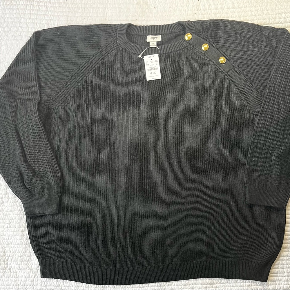 J. Crew Black Sweater with Gold Button Details - Picture 7 of 8